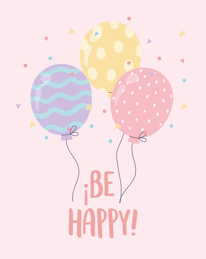 balloons confetti happy celebration party decoration vector