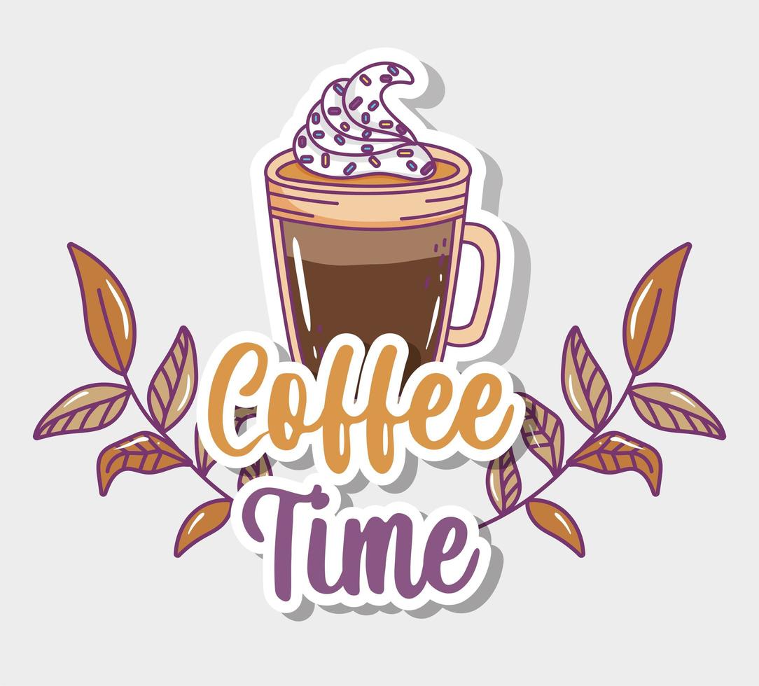 coffee time sketch flat design vector