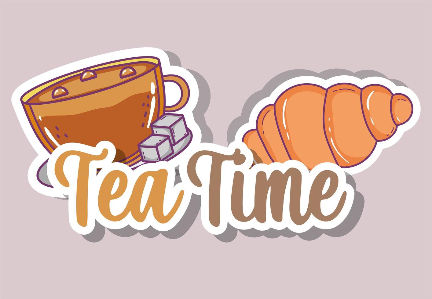 tea time sketch flat design vector