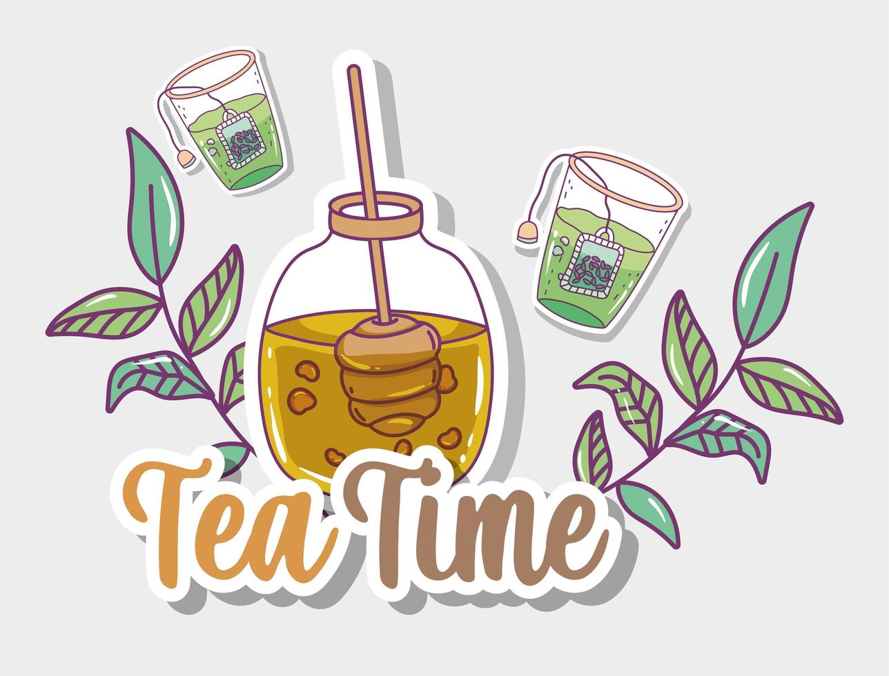 tea time sketch flat design vector