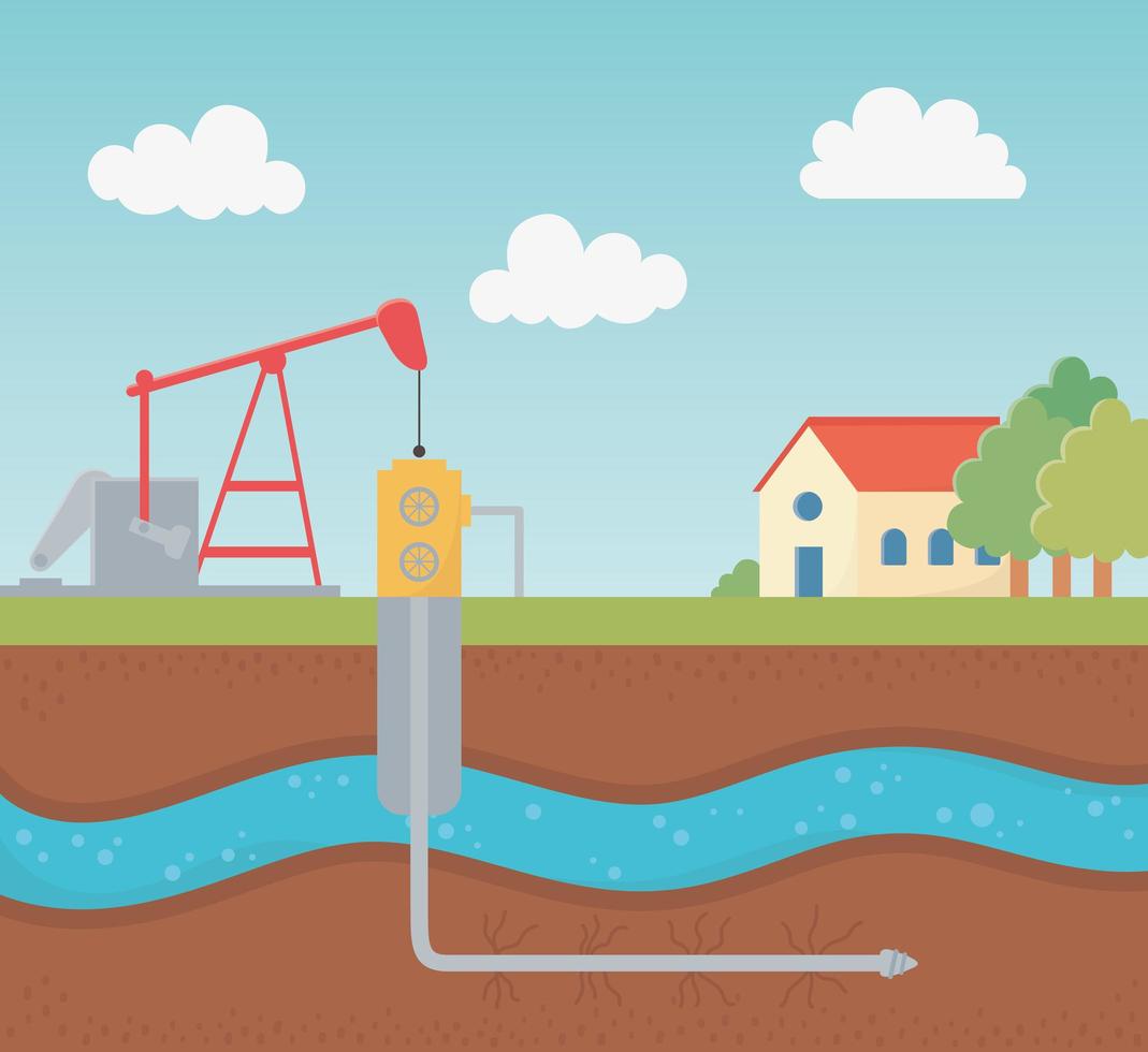 drilling rig tank process exploration fracking vector