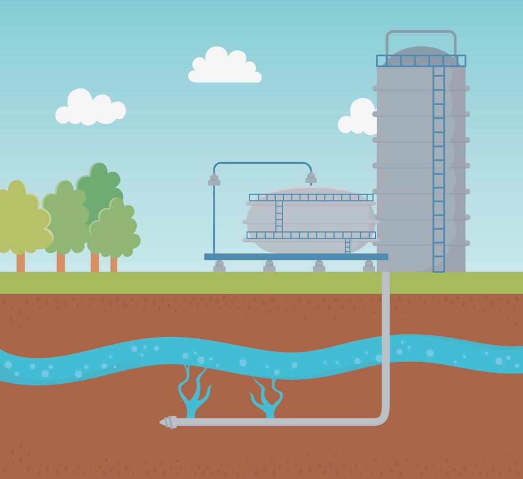 extracting petroleum process exploration fracking vector