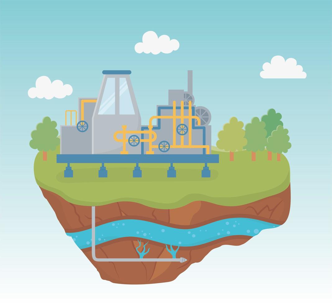 almacenamiento industria tubería proceso exploración fracking vector