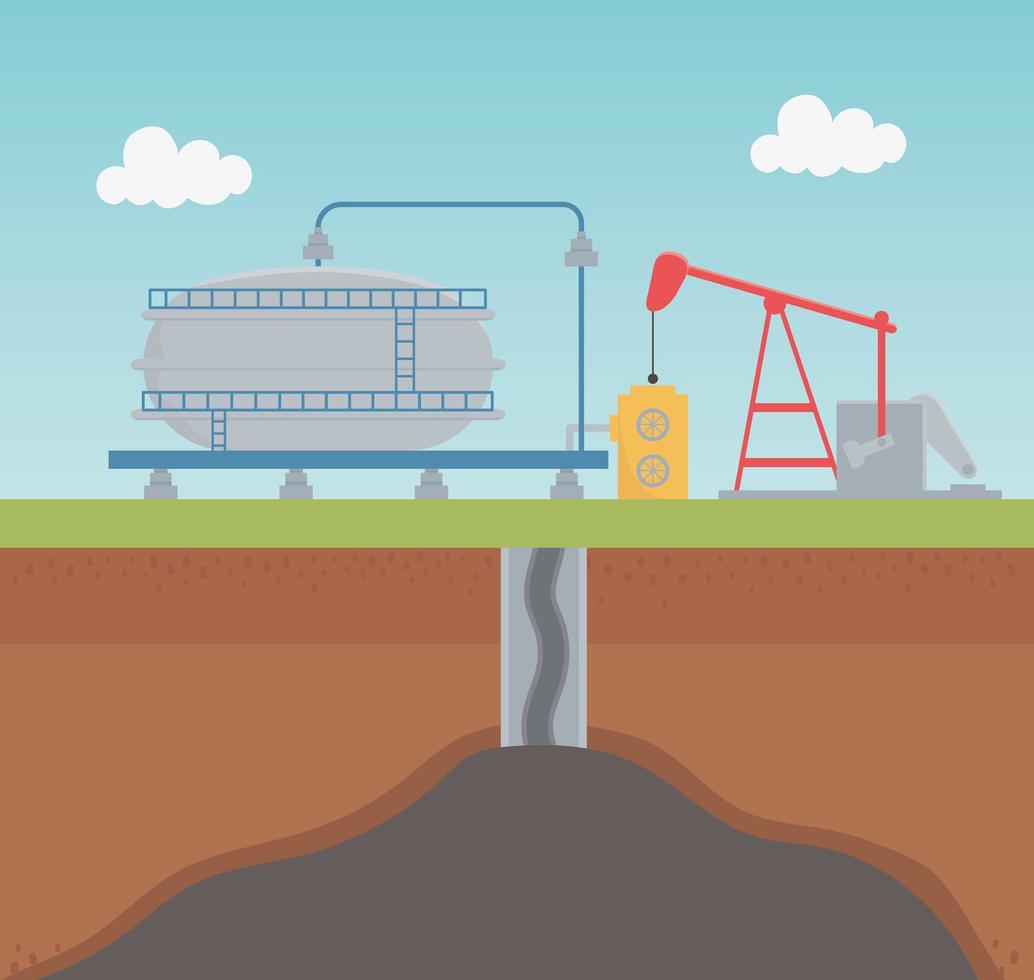 oil refinery gas factory industry process fracking vector