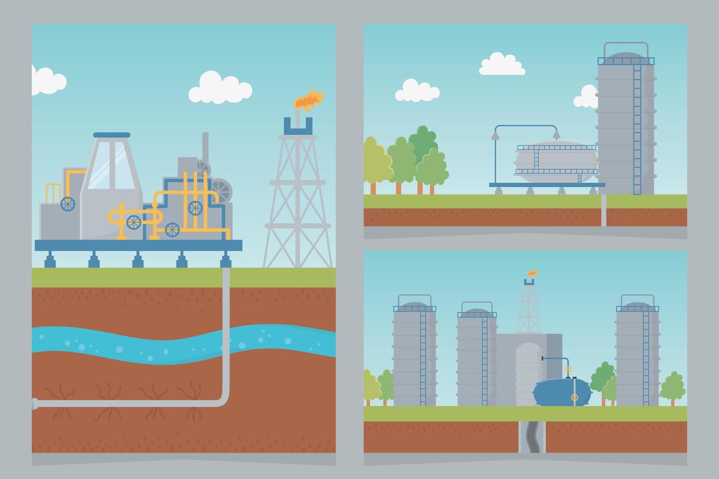 storage industry petroleum process exploration fracking vector