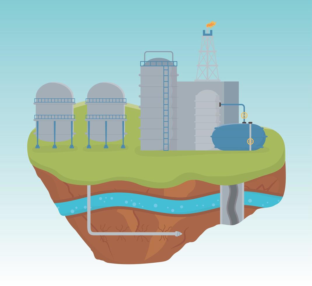 industry factory production process fracking vector