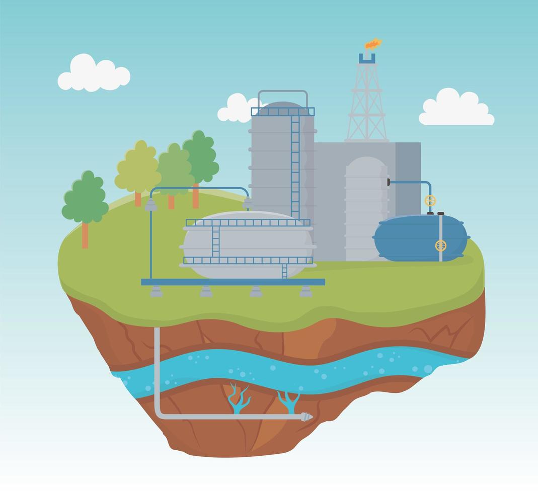 agua planta fábrica proceso exploración fracking vector