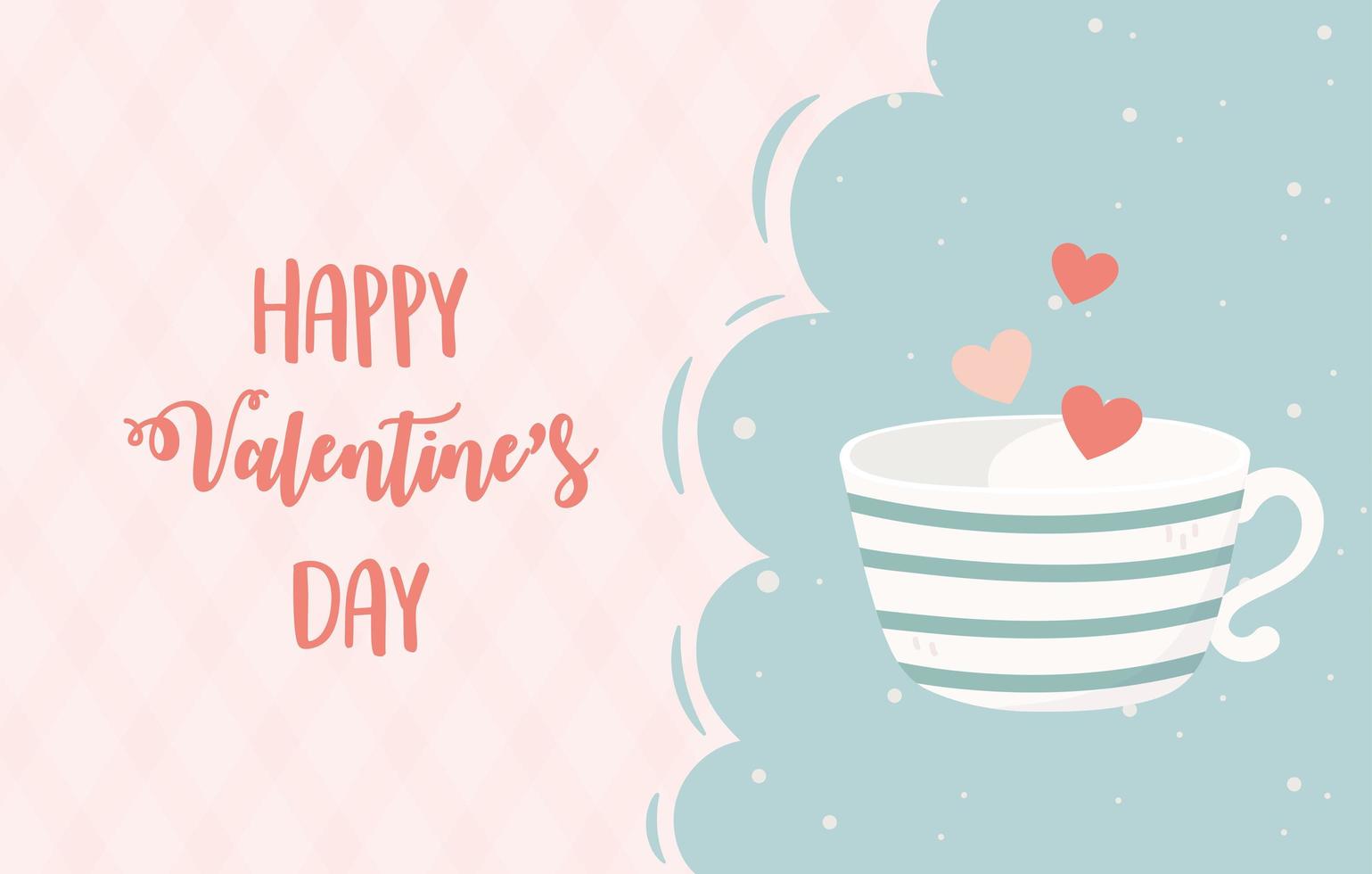 happy valentines day coffee cup hearts love vector