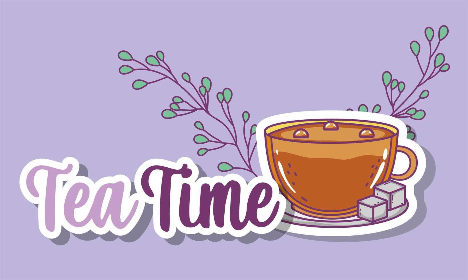 tea time sketch flat design vector