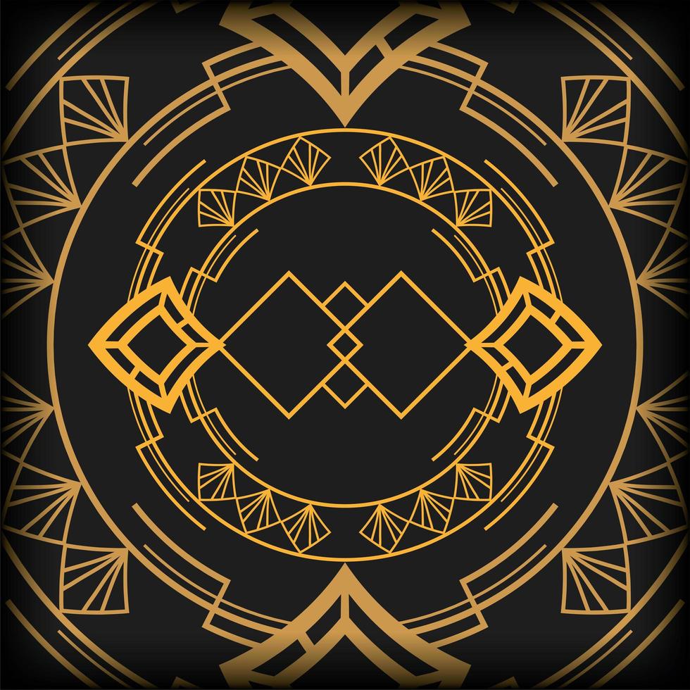 black background art deco frames vector