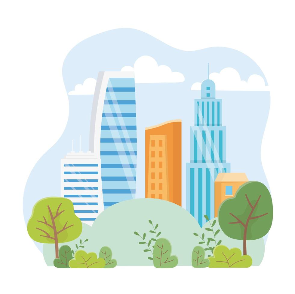 urban ecology skyscrapers town city park scene vector