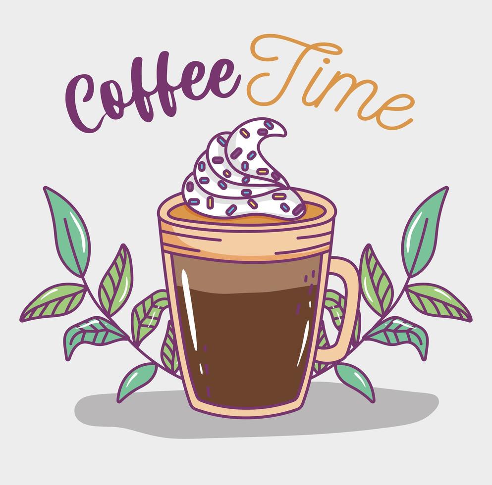 coffee time sketch flat design vector