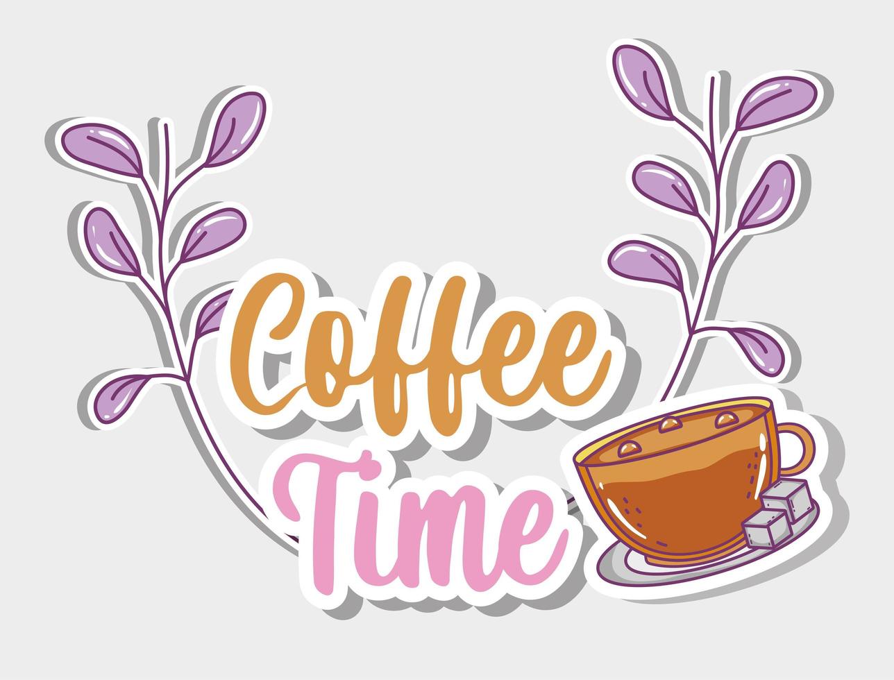 diseño plano del bosquejo de la hora del café vector