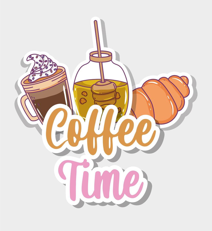 diseño plano del bosquejo de la hora del café vector