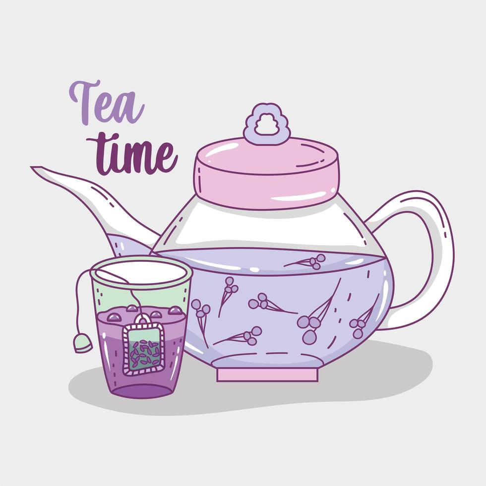 diseño plano del bosquejo de la hora del té vector