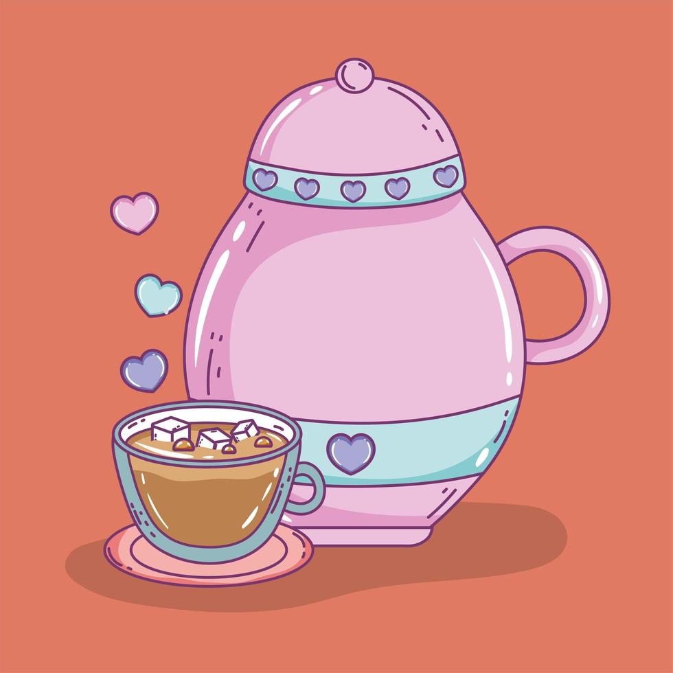 tea time sketch flat design vector