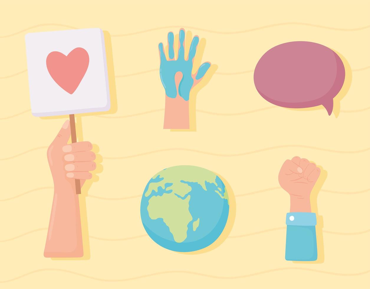 human rights day icons vector