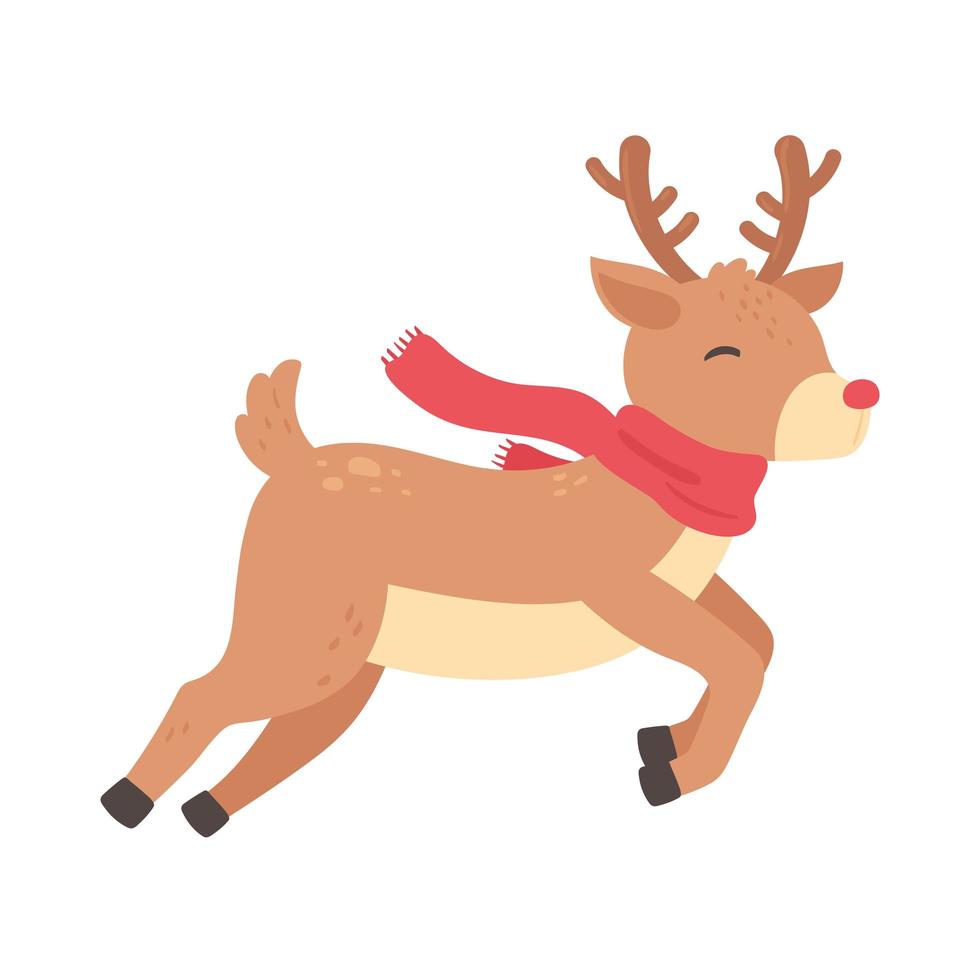 cute reindeer with scarf vector