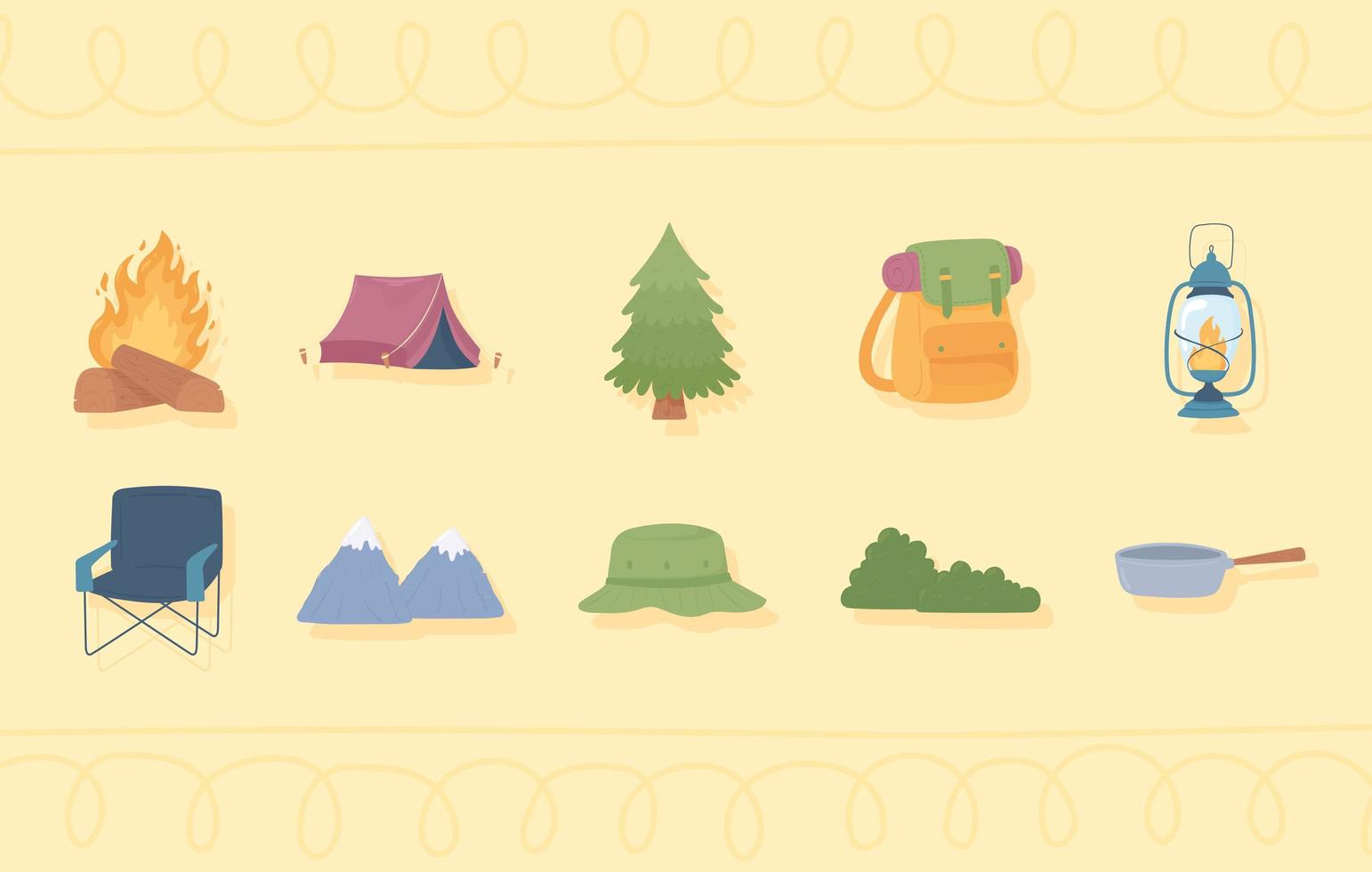 conjunto de iconos de camping vector