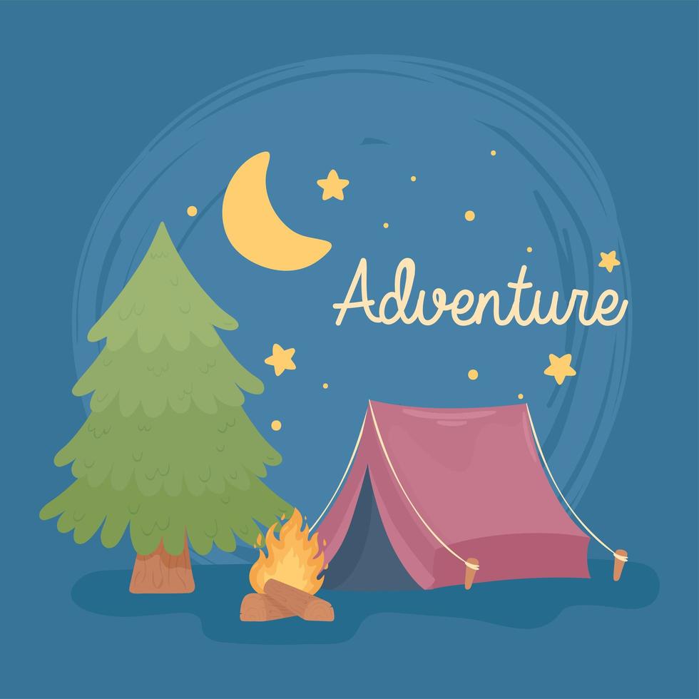 adventure camping night vector