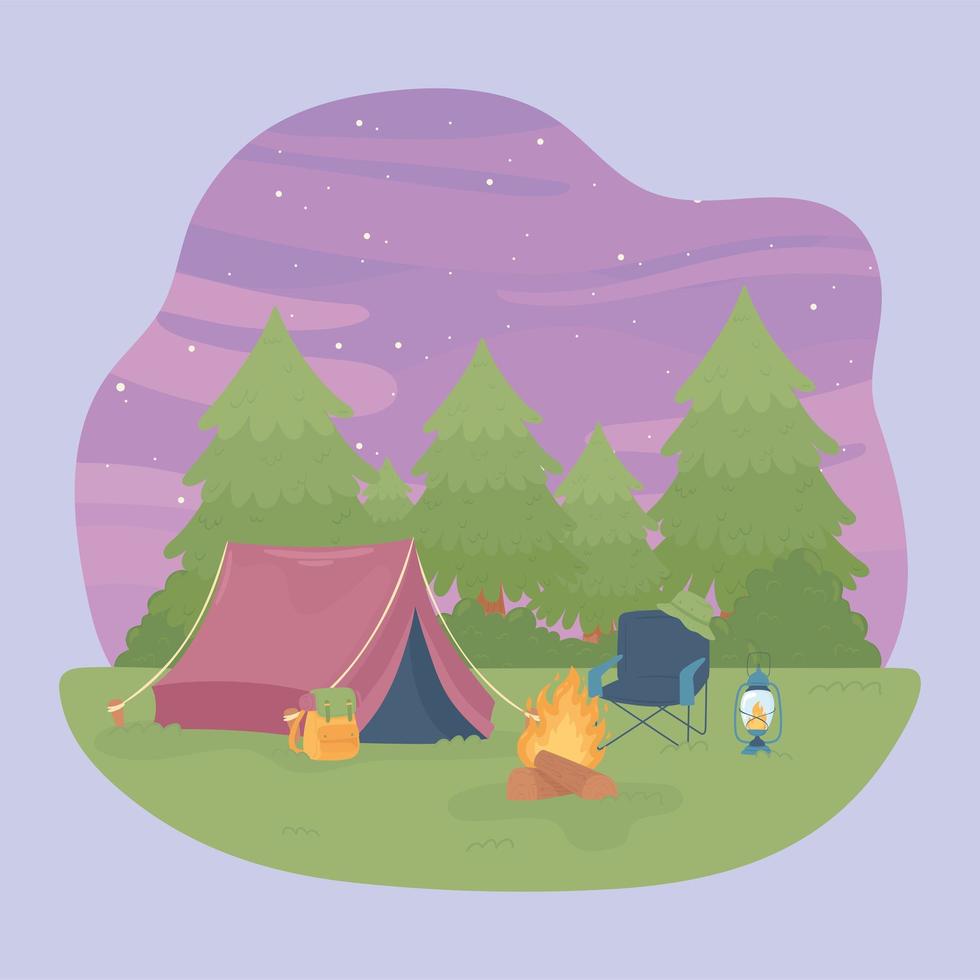 camping land and tent vector