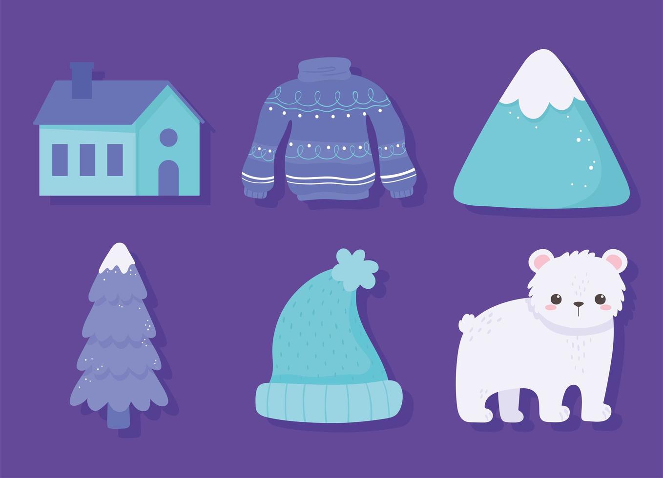 winter season icons vector