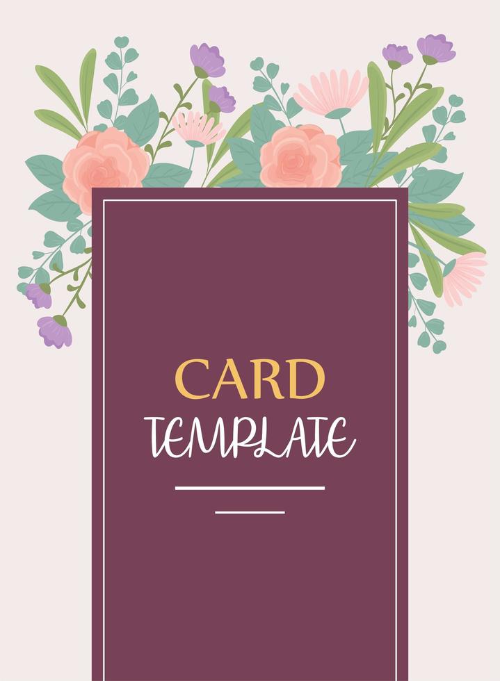 flowers nature card template vector