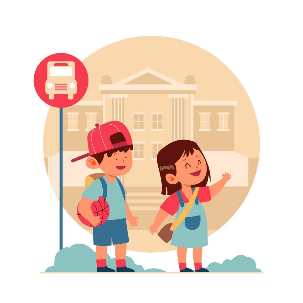 Happy Students Go to School vector