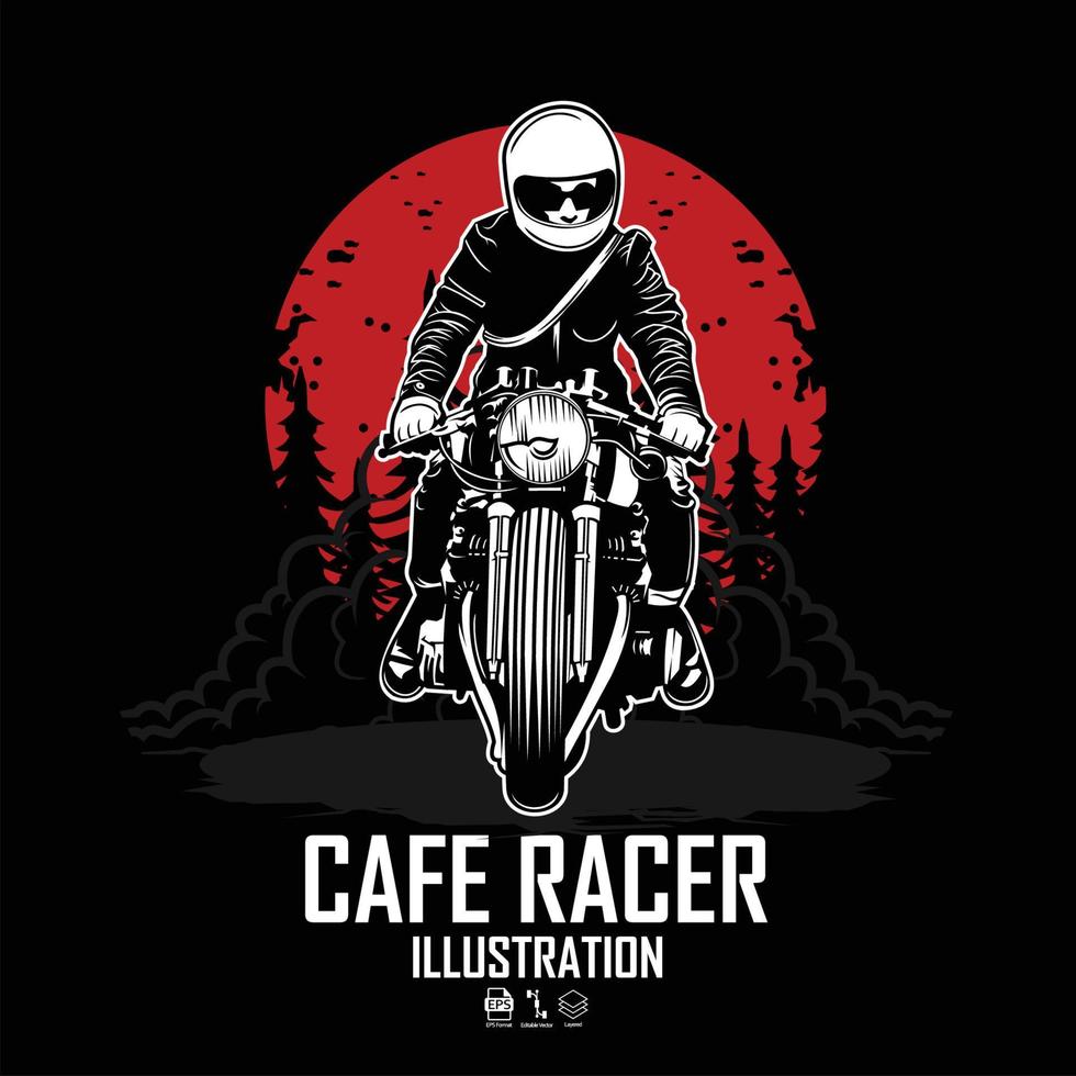 CAFERACER ILLUSTRATION, WITH A BLACK BACKGROUND.eps vector
