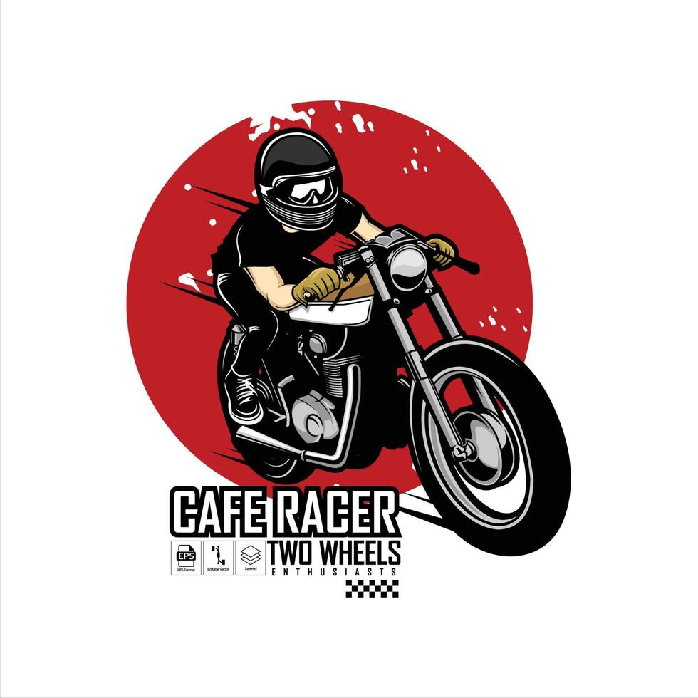 caferacer ilustración con un fondo blanco.eps vector