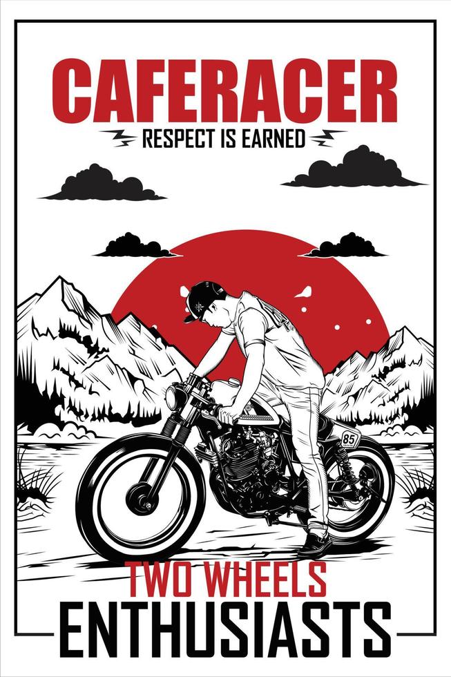 caferacer cartel ilustración.eps vector