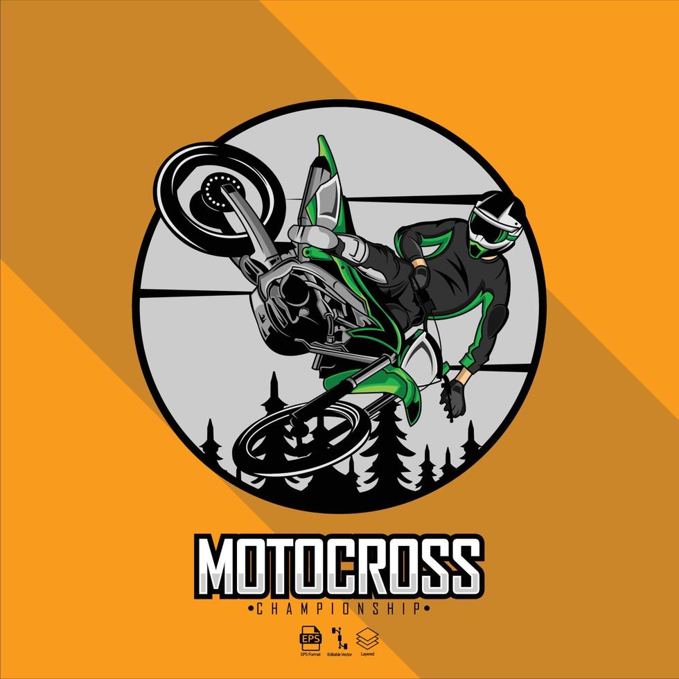 MOTOCROSS ILLUSTRATION WITH A YELLOW BACKGROUND.eps vector