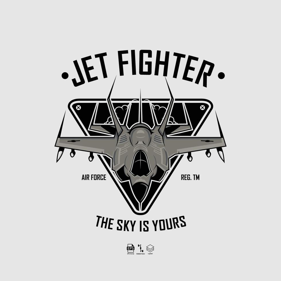 JET FIGHTER ILLUSSTRATION WITH A GRAY BACKGROUND.eps vector