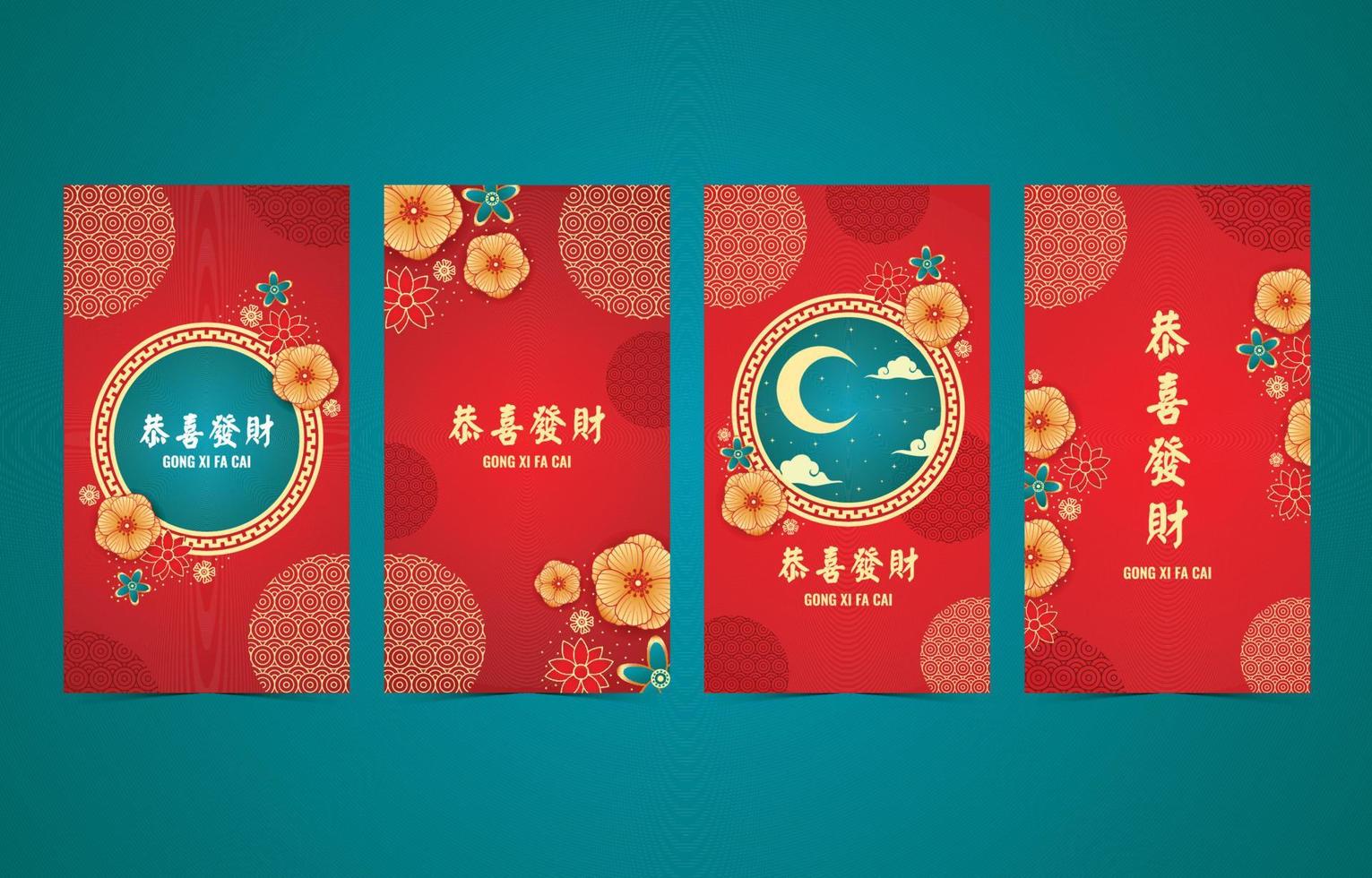 Chinese New Year Social Media Story Posts vector