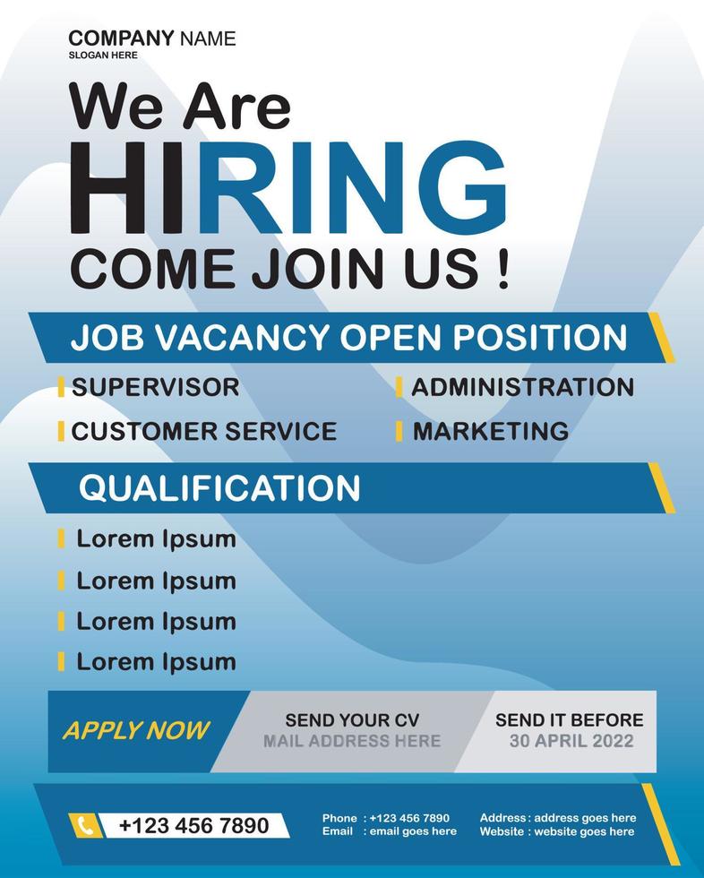 Blue Theme Job Hiring vector