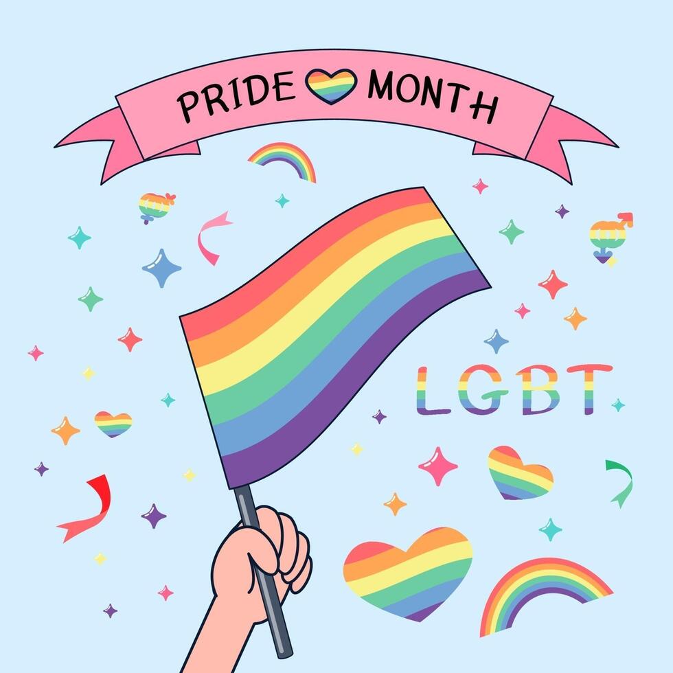 Happy pride month LBGTQ concept. Pride month with rainbow flag. vector