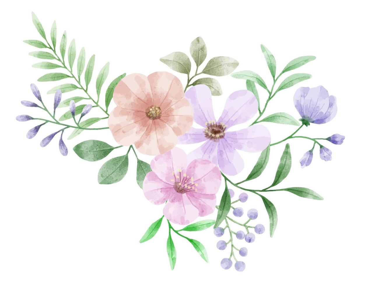 A set of flowers painted in watercolor for designer work create vector