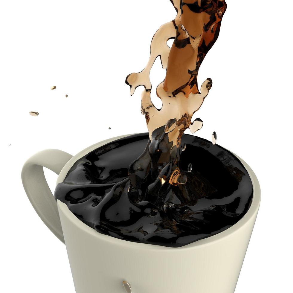 pouring coffee splashing into red mug photo