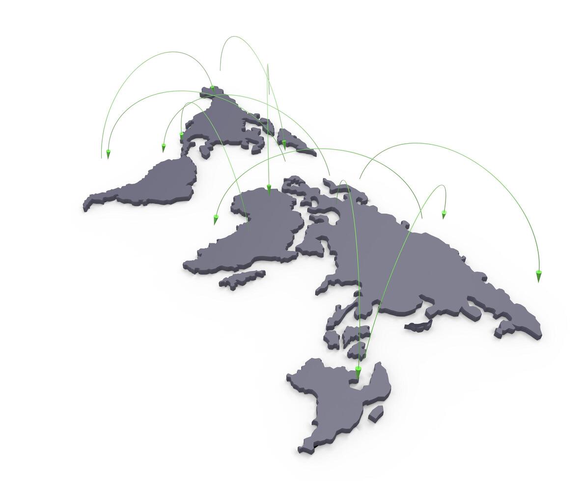 social network human 3d on world map as concept photo