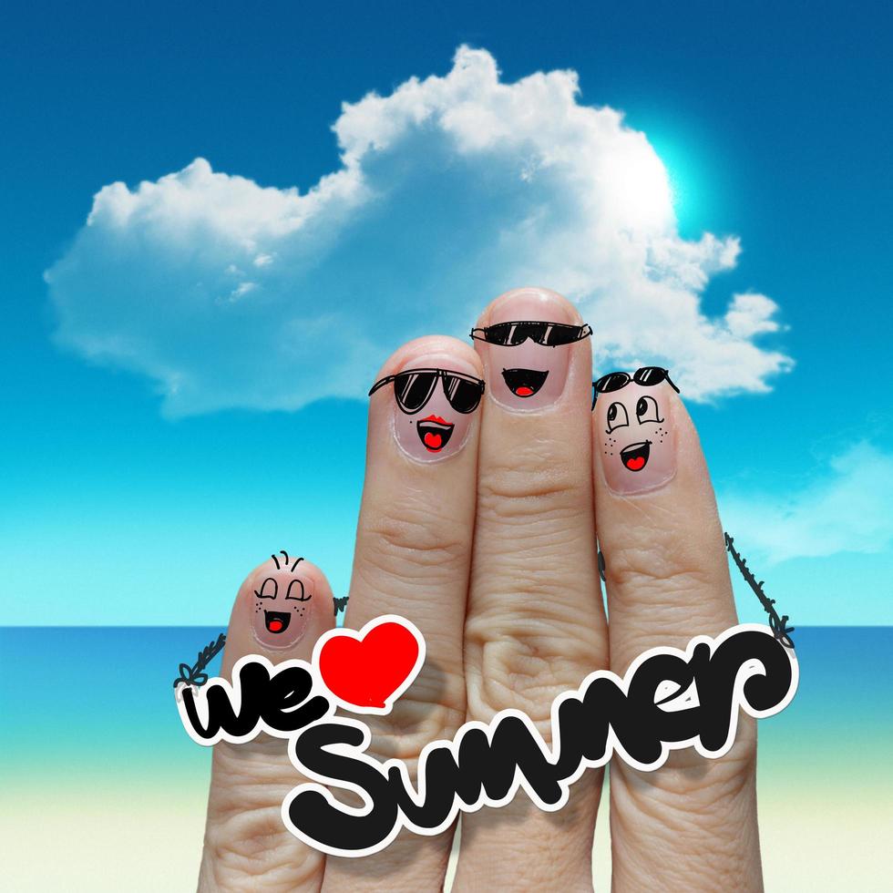 la familia de los dedos viaja a la playa y nos encanta la palabra de verano foto