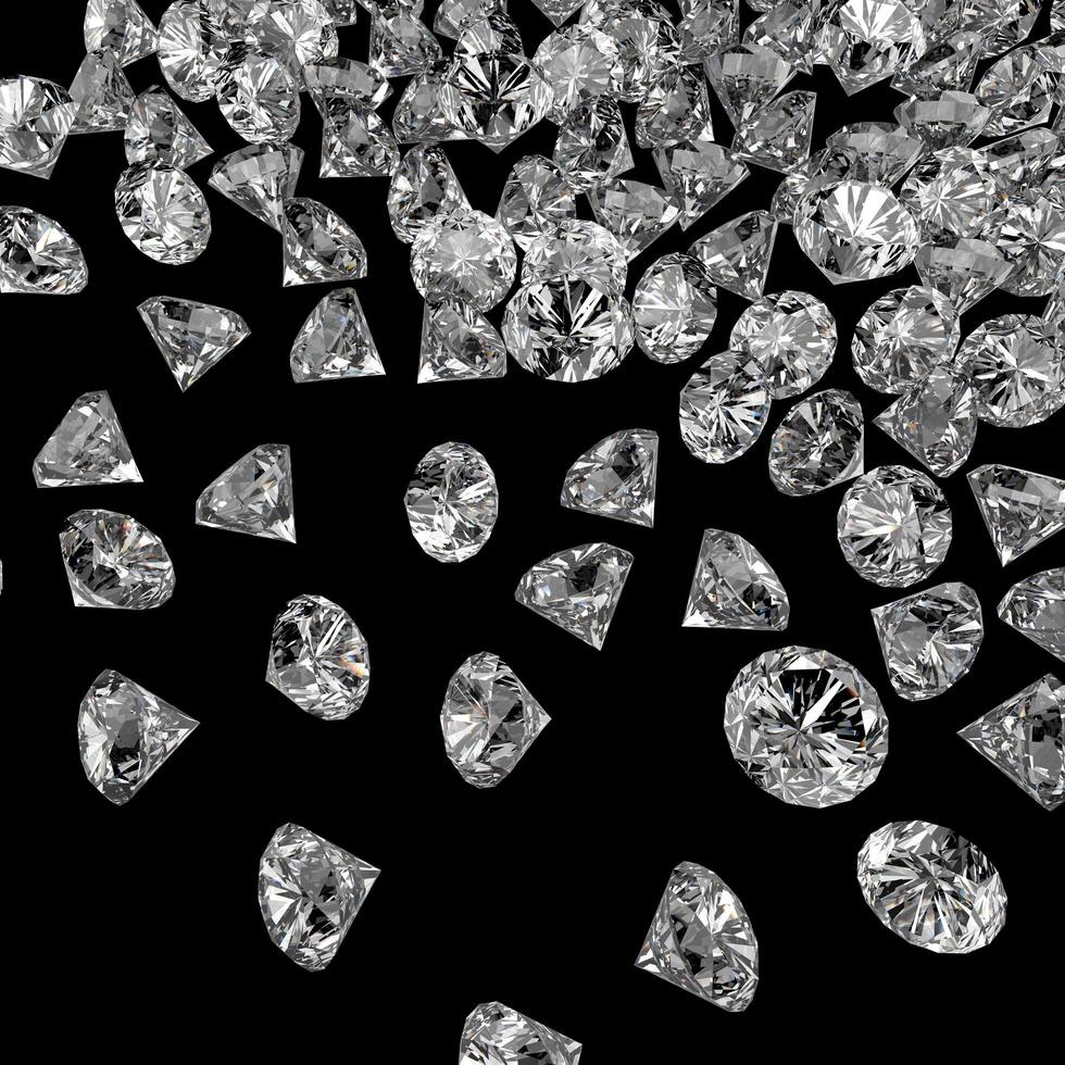 Diamonds 3d composition on black background photo