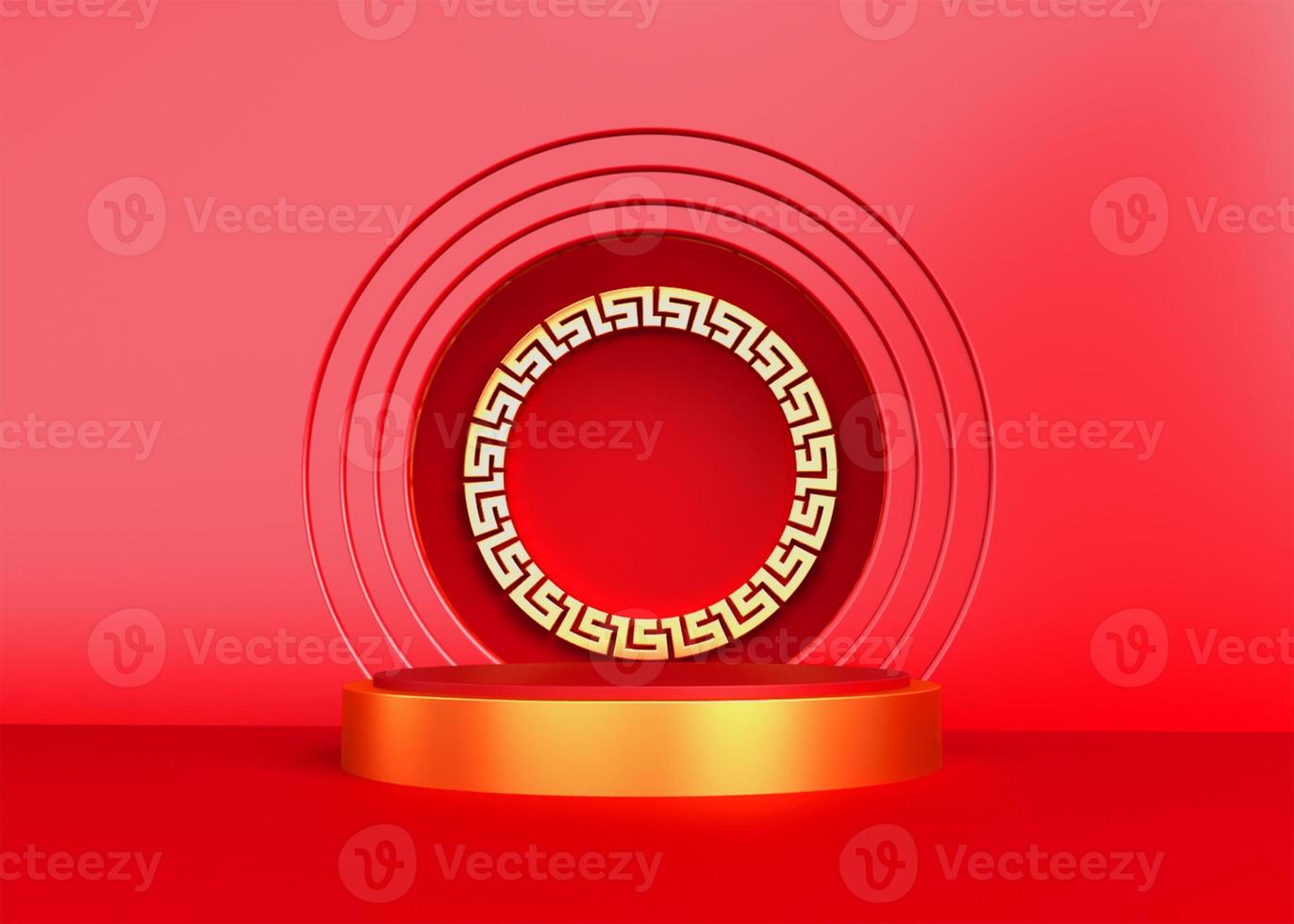 3D Render Podium Chinese New year 2022 photo