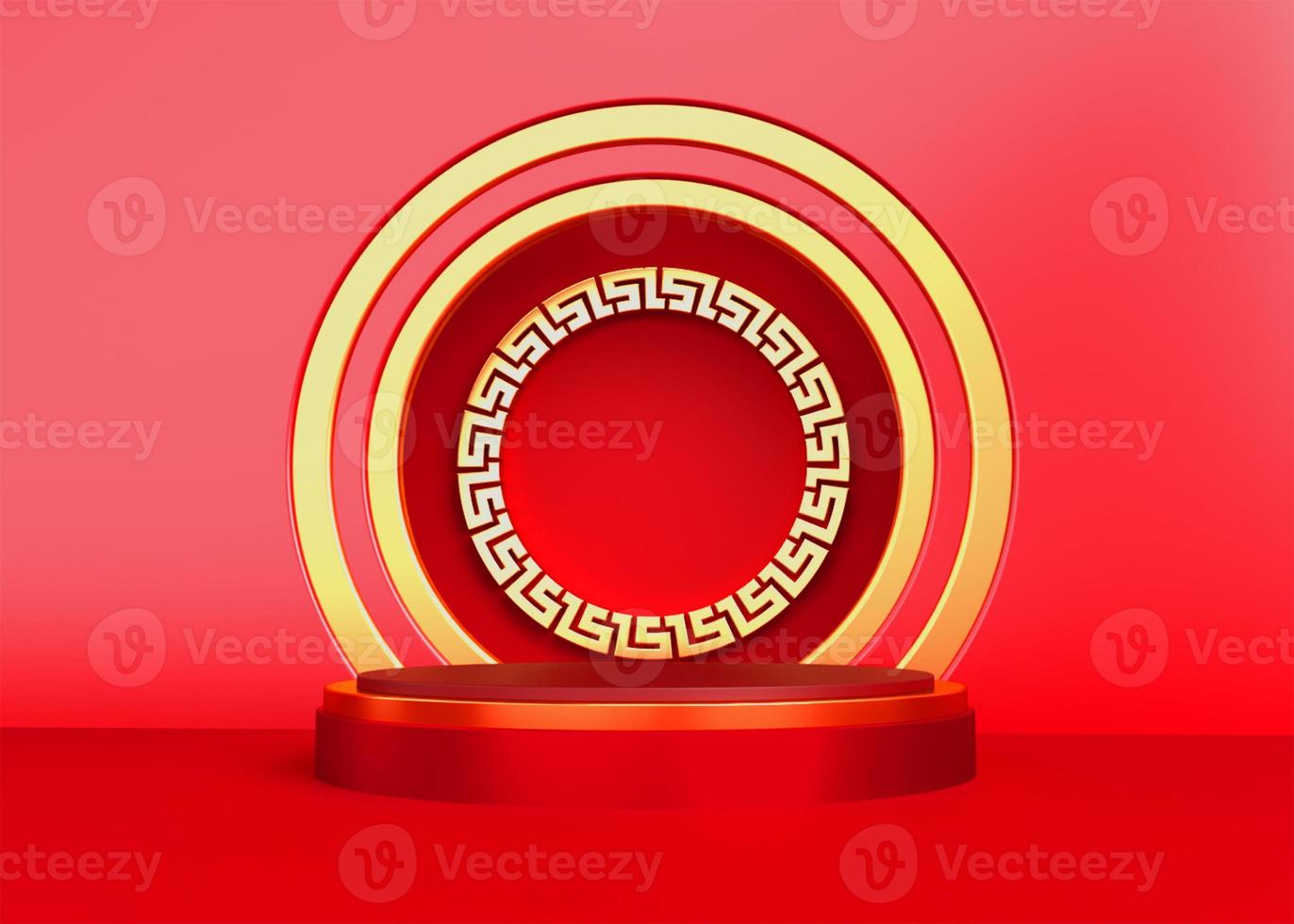 3D Render Podium Chinese New year 2022 photo