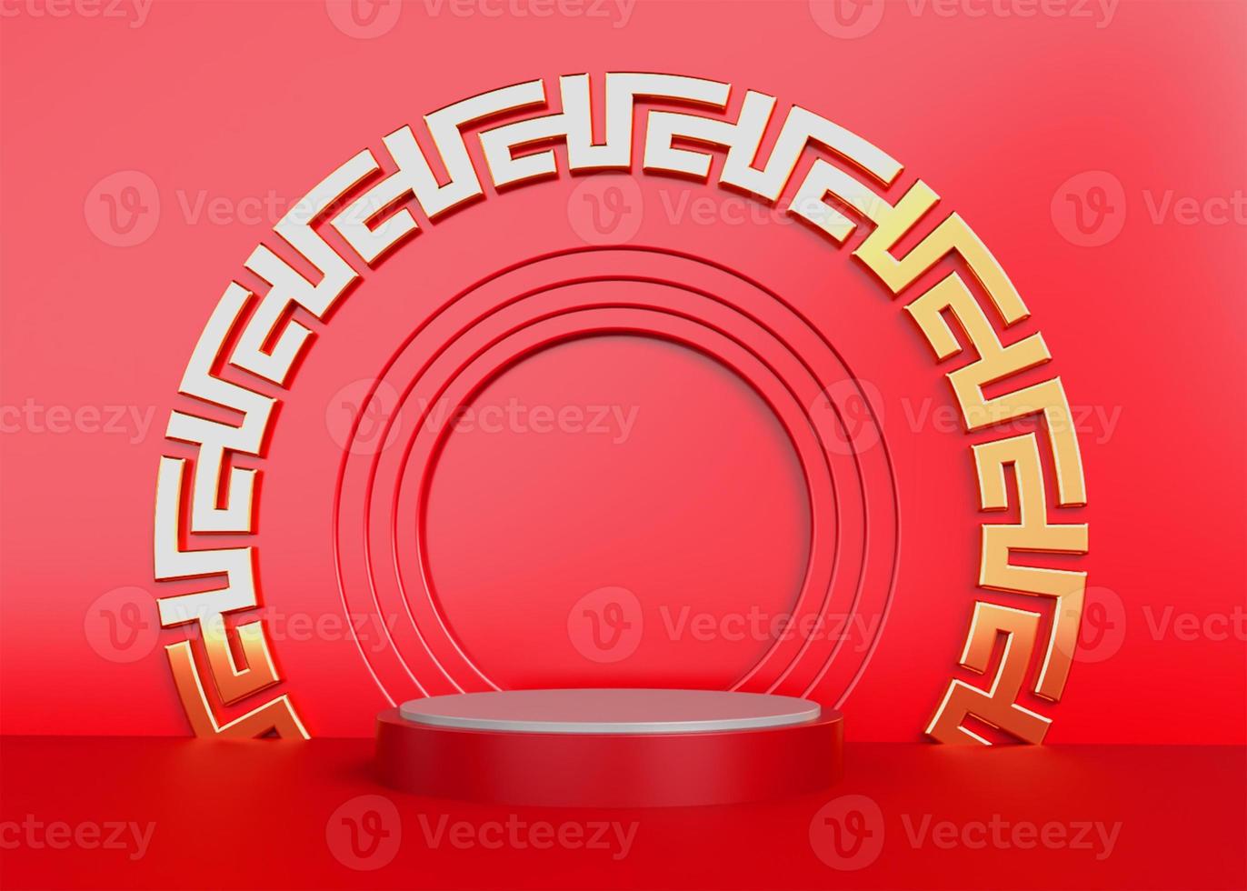 3D Render Podium Chinese New year 2022 photo