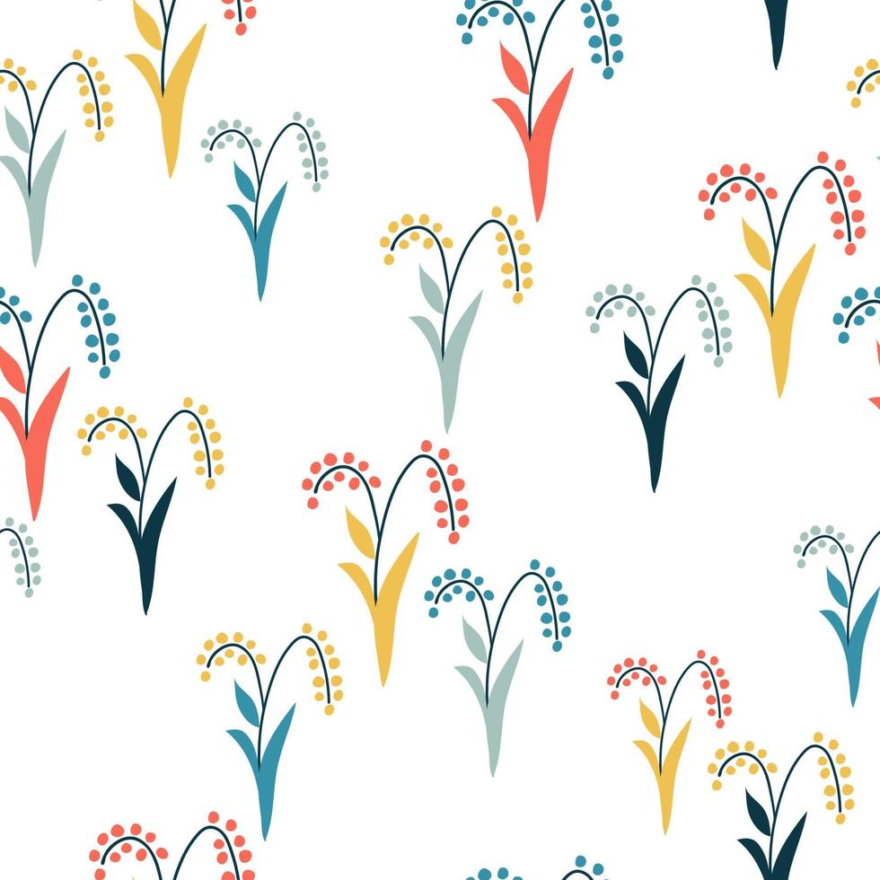 Flowers pattern scandinavian style. Texture with flowers and plants. Floral ornament. vector