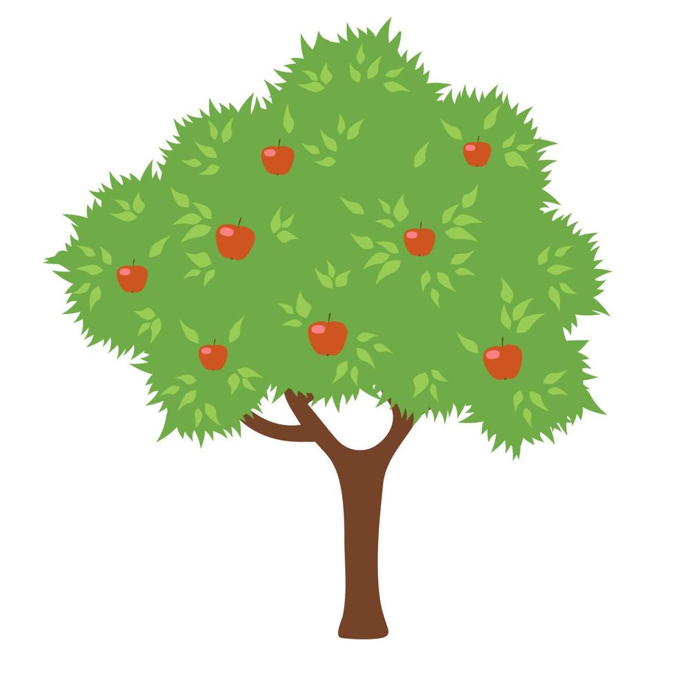 Apple tree. Cartoon style. vector