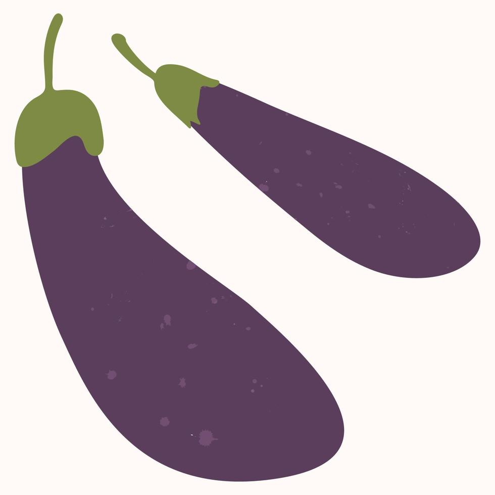 eggplant is a natural vegetable, hand-drawn vector illustration isolated on a white background.