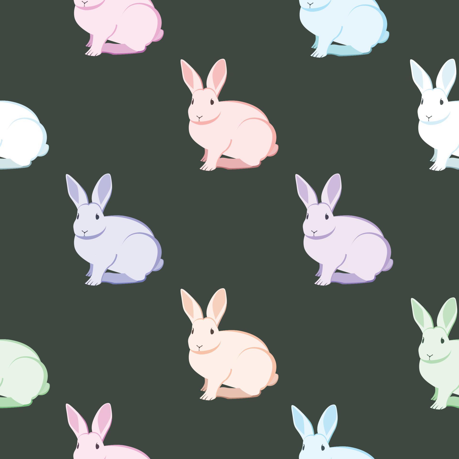 Multi-colored rabbits on a dark background. Seamless pattern 5246458