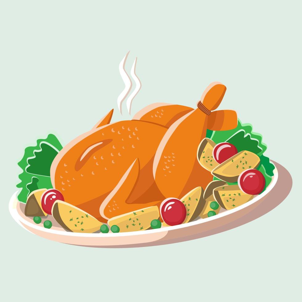 aves al horno en un plato. elemento vectorial aislado sobre fondo blanco. vector