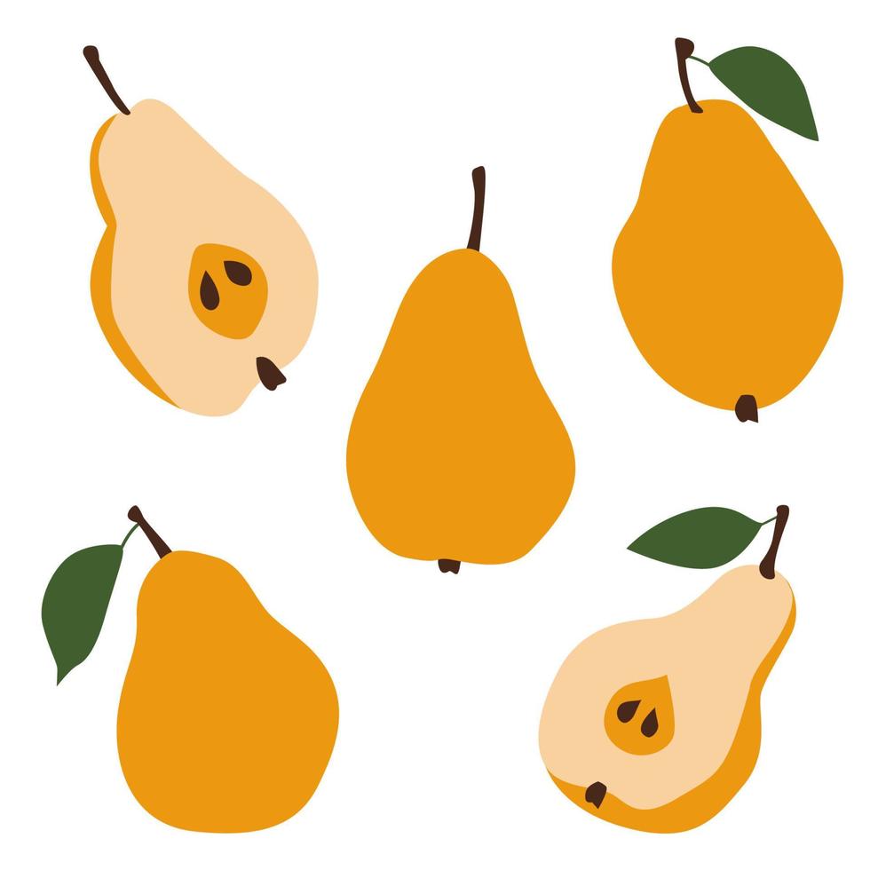 fruta de pera amarilla. un trozo de pera. ilustración abstracta. colección de vectores